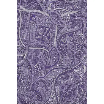 5' X 8' Purple And Ivory Paisley Washable Area Rug With UV Protection