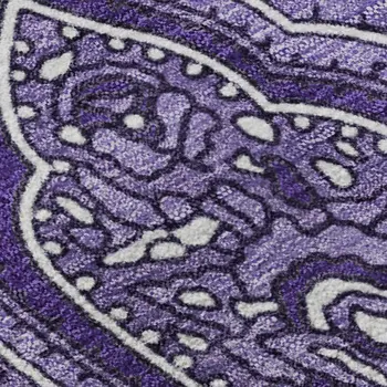 5' X 8' Purple And Ivory Paisley Washable Area Rug With UV Protection