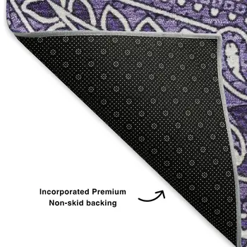 9' X 12' Purple And Ivory Paisley Washable Area Rug With UV Protection
