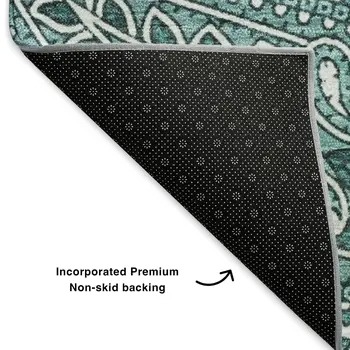 9' X 12' Teal And Ivory Paisley Washable Area Rug With UV Protection