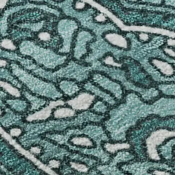 9' X 12' Teal And Ivory Paisley Washable Area Rug With UV Protection