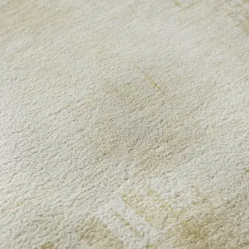 9' X 12' Beige Ivory And Gold Abstract Washable Area Rug With UV Protection