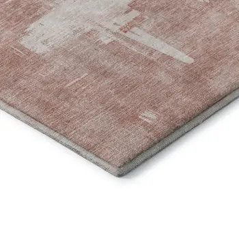 5' X 8' Blush And Ivory Abstract Washable Area Rug With UV Protection