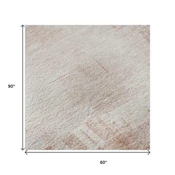 5' X 8' Blush And Ivory Abstract Washable Area Rug With UV Protection