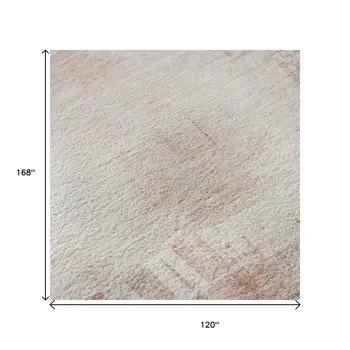 10' X 14' Blush And Ivory Abstract Washable Area Rug With UV Protection