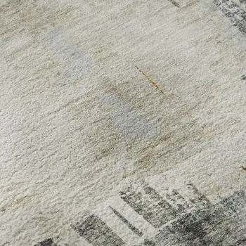 3' X 5' Charcoal Ivory And Gold Abstract Washable Area Rug With UV Protection