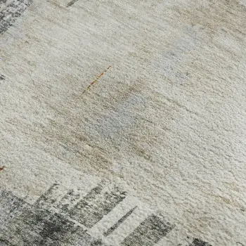 3' X 5' Charcoal Ivory And Gold Abstract Washable Area Rug With UV Protection
