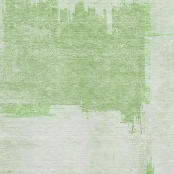 3' X 5' Green And Ivory Abstract Washable Area Rug With UV Protection