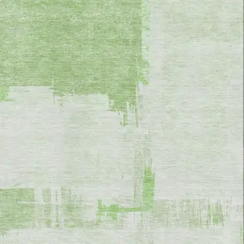 5' X 8' Green And Ivory Abstract Washable Area Rug With UV Protection