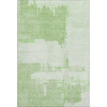 8' X 10' Green And Ivory Abstract Washable Area Rug With UV Protection