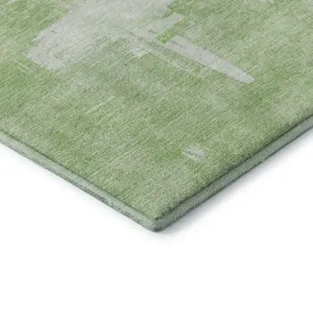 8' X 10' Green And Ivory Abstract Washable Area Rug With UV Protection