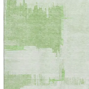 8' X 10' Green And Ivory Abstract Washable Area Rug With UV Protection