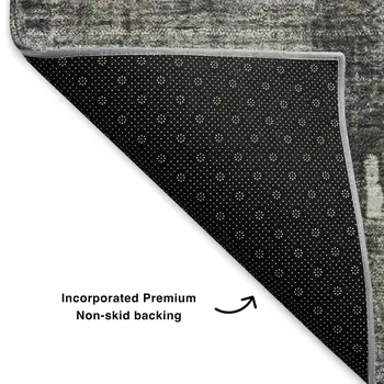 10' X 14' Gray Gold And Ivory Abstract Washable Area Rug With UV Protection