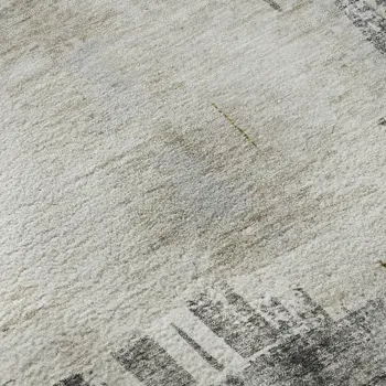 10' X 14' Gray Gold And Ivory Abstract Washable Area Rug With UV Protection