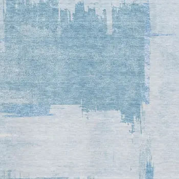5' X 8' Sky Blue And Ivory Abstract Washable Area Rug With UV Protection
