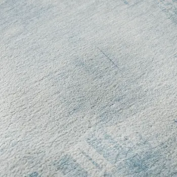 8' Sky Blue And Ivory Abstract Washable Round Rug With UV Protection