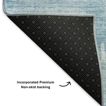 8' X 10' Sky Blue And Ivory Abstract Washable Area Rug With UV Protection
