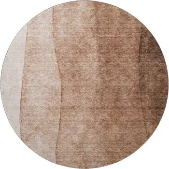 8' Brown And Beige Ombre Washable Round Rug With UV Protection