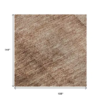 9' X 12' Brown And Beige Ombre Washable Area Rug With UV Protection