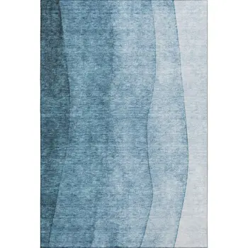 5' X 8' Blue And Ivory Ombre Washable Area Rug With UV Protection