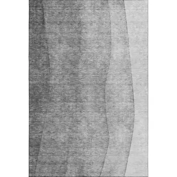 5' X 8' Gray And Ivory Ombre Washable Area Rug With UV Protection