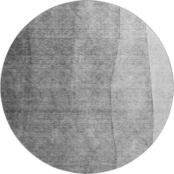 8' Gray And Ivory Ombre Washable Round Rug With UV Protection