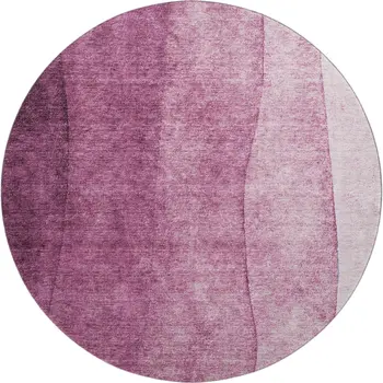8' Merlot And Ivory Ombre Washable Round Rug With UV Protection