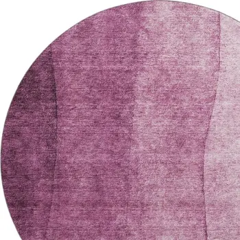 8' Merlot And Ivory Ombre Washable Round Rug With UV Protection