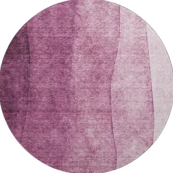 8' Merlot And Ivory Ombre Washable Round Rug With UV Protection