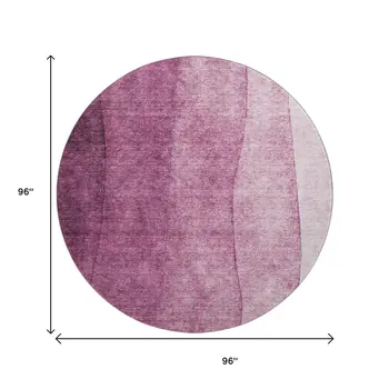 8' Merlot And Ivory Ombre Washable Round Rug With UV Protection