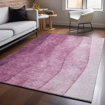 9' X 12' Merlot And Ivory Ombre Washable Area Rug With UV Protection