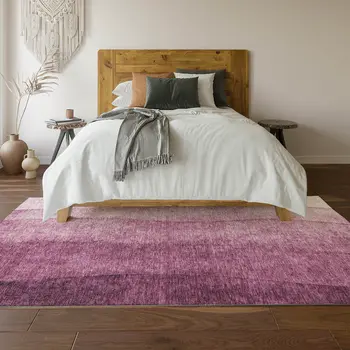 9' X 12' Merlot And Ivory Ombre Washable Area Rug With UV Protection
