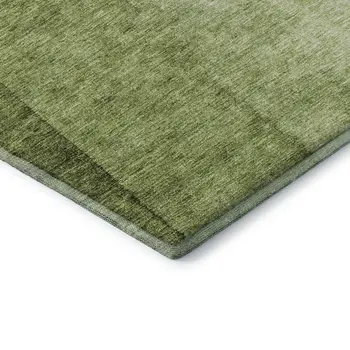 9' X 12' Olive Green And Ivory Ombre Washable Area Rug With UV Protection