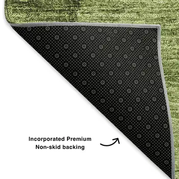 10' X 14' Olive Green And Ivory Ombre Washable Area Rug With UV Protection