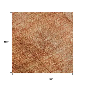 10' X 14' Chili Red And Ivory Ombre Washable Area Rug With UV Protection