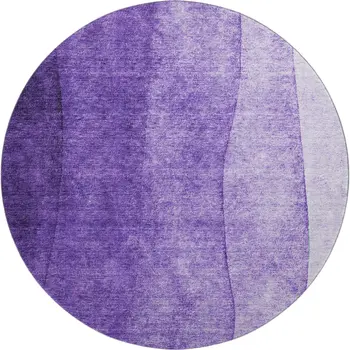 8' Purple And Ivory Ombre Washable Round Rug With UV Protection