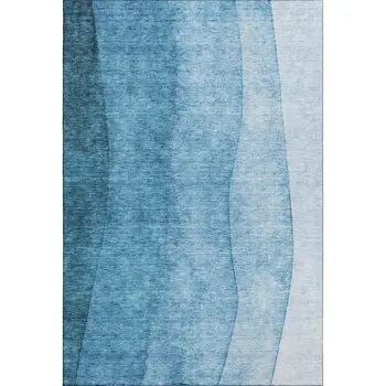 5' X 8' Teal And Ivory Ombre Washable Area Rug With UV Protection