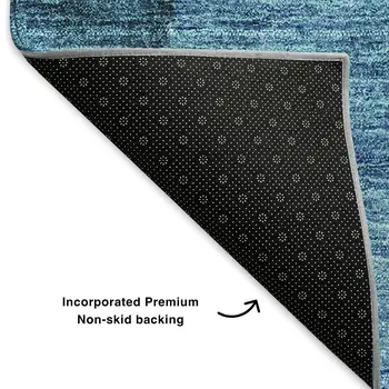 5' X 8' Teal And Ivory Ombre Washable Area Rug With UV Protection