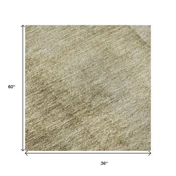3' X 5' Taupe And Beige Ombre Washable Area Rug With UV Protection