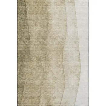 10' X 14' Taupe And Beige Ombre Washable Area Rug With UV Protection