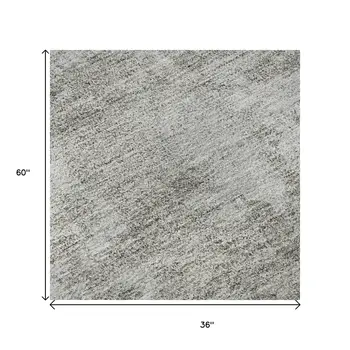 3' X 5' Gray Gold And Ivory Floral Washable Area Rug With UV Protection