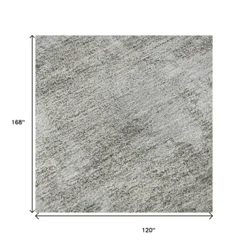 10' X 14' Gray Gold And Ivory Floral Washable Area Rug With UV Protection