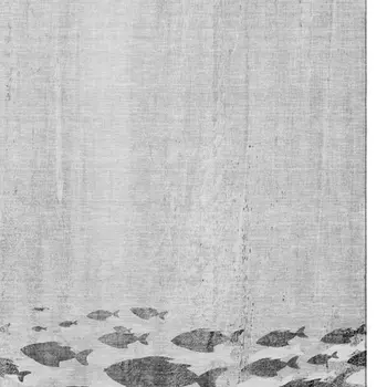 3' X 5' Gray And Ivory Nautical Washable Area Rug With UV Protection