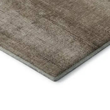 8' Taupe And Ivory Nautical Washable Round Rug With UV Protection