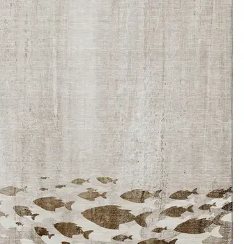 10' X 14' Taupe And Ivory Nautical Washable Area Rug With UV Protection