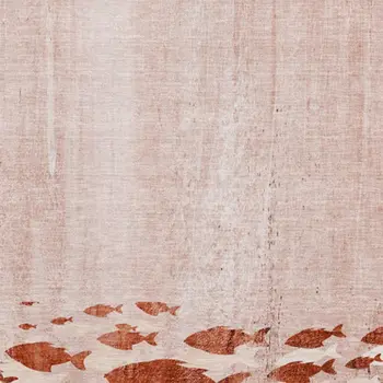 3' X 5' Terra Cotta And Ivory Nautical Washable Area Rug With UV Protection