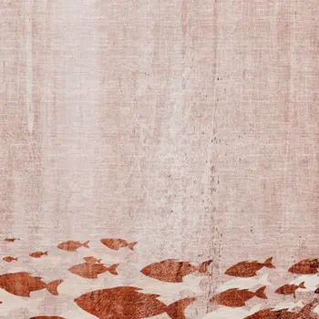 9' X 12' Terra Cotta And Ivory Nautical Washable Area Rug With UV Protection