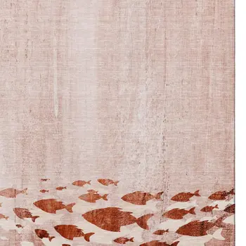 10' X 14' Terra Cotta And Ivory Nautical Washable Area Rug With UV Protection