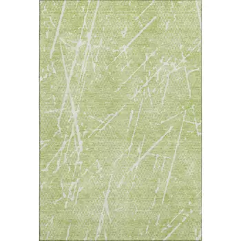 3' X 5' Artichoke Green And Ivory Abstract Washable Area Rug With UV Protection