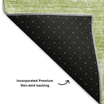 3' X 5' Artichoke Green And Ivory Abstract Washable Area Rug With UV Protection